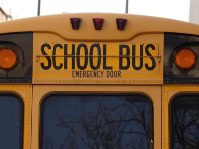 rear view of yellow school bus