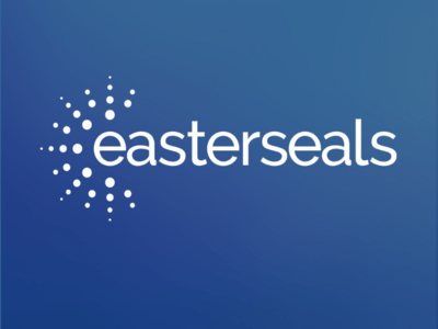 Blue background with white Easterseals logo