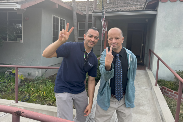 Jorge Romero, Residential Administrator with David, a Living Options Resident. 